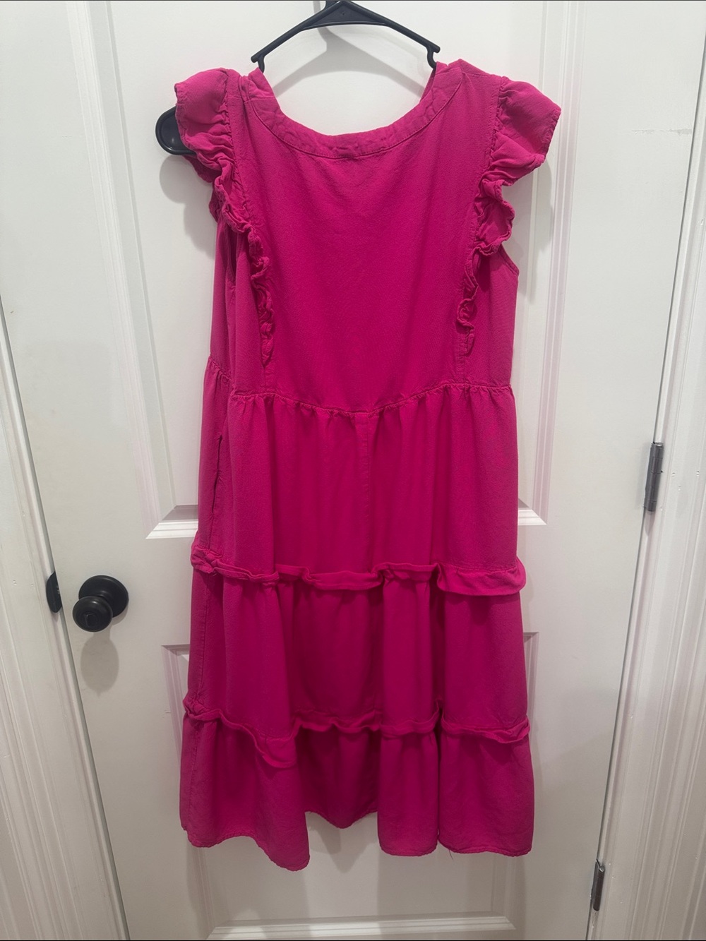 entro Hot Pink Ruffle Tiered Womens Dress - Picture 2 of 2